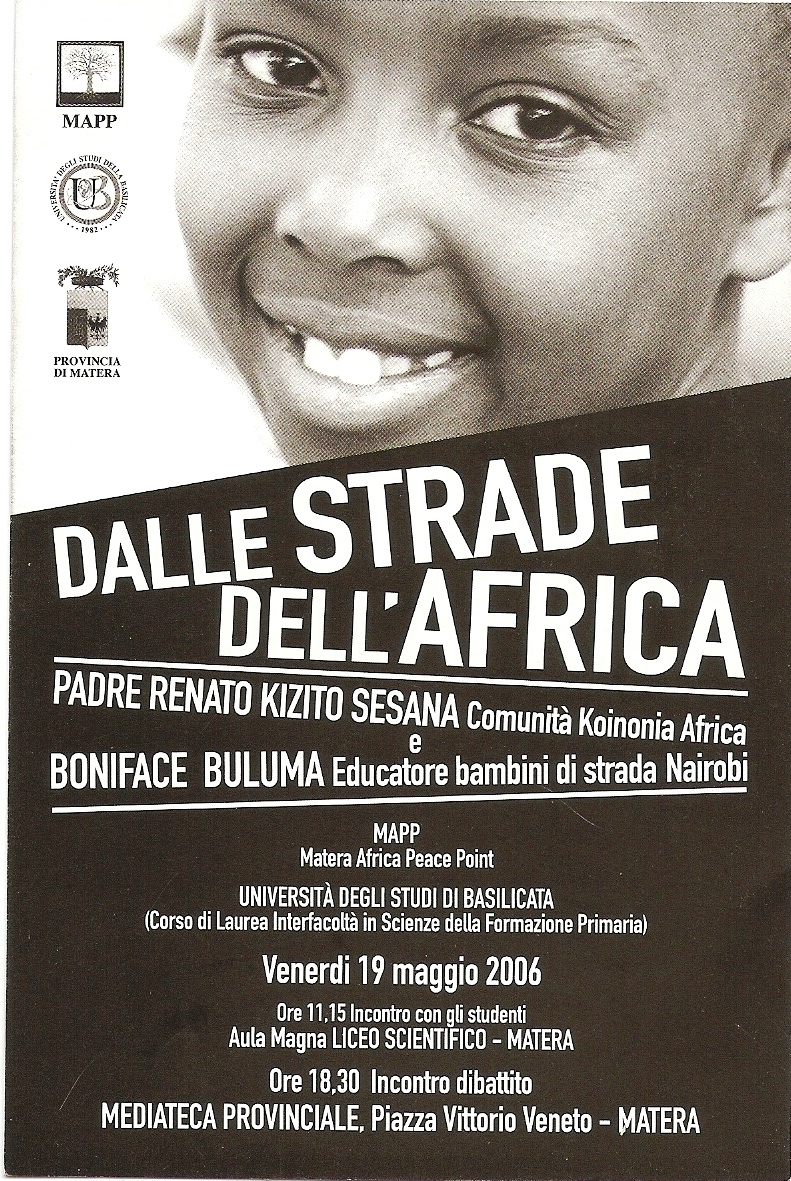 L’invito dell’incontro con il Padre Comboniano Renato Kizito Sesana