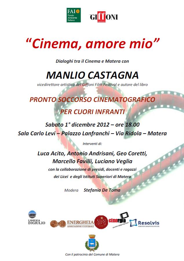 Cinema amore mio, dialoghi tra Matera e il Cinema.