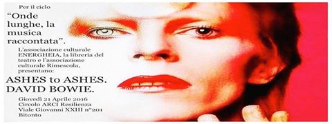 La locandina della serata a Bitonto su David Bowie