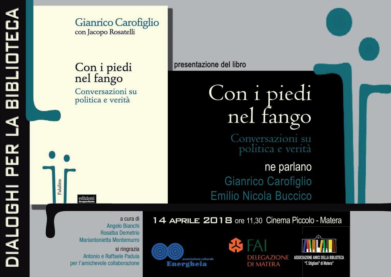 Incontro con Gianrico Carofiglio | Sabato 14 aprile Ore 11.30 | Cinema Piccolo, Matera