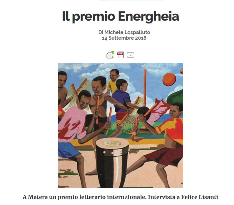 Il Premio Energheia 2018. Intervista di Michele Lospalluto