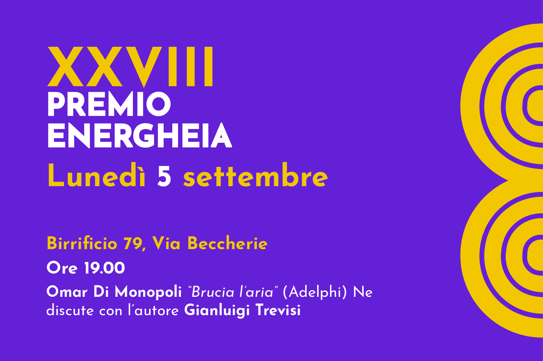 LUNEDÌ 5 Settembre doppio appuntamento Energheia con il Corso internazionale di scrittura e l’incontro con lo scrittore Omar Di Monopoli.