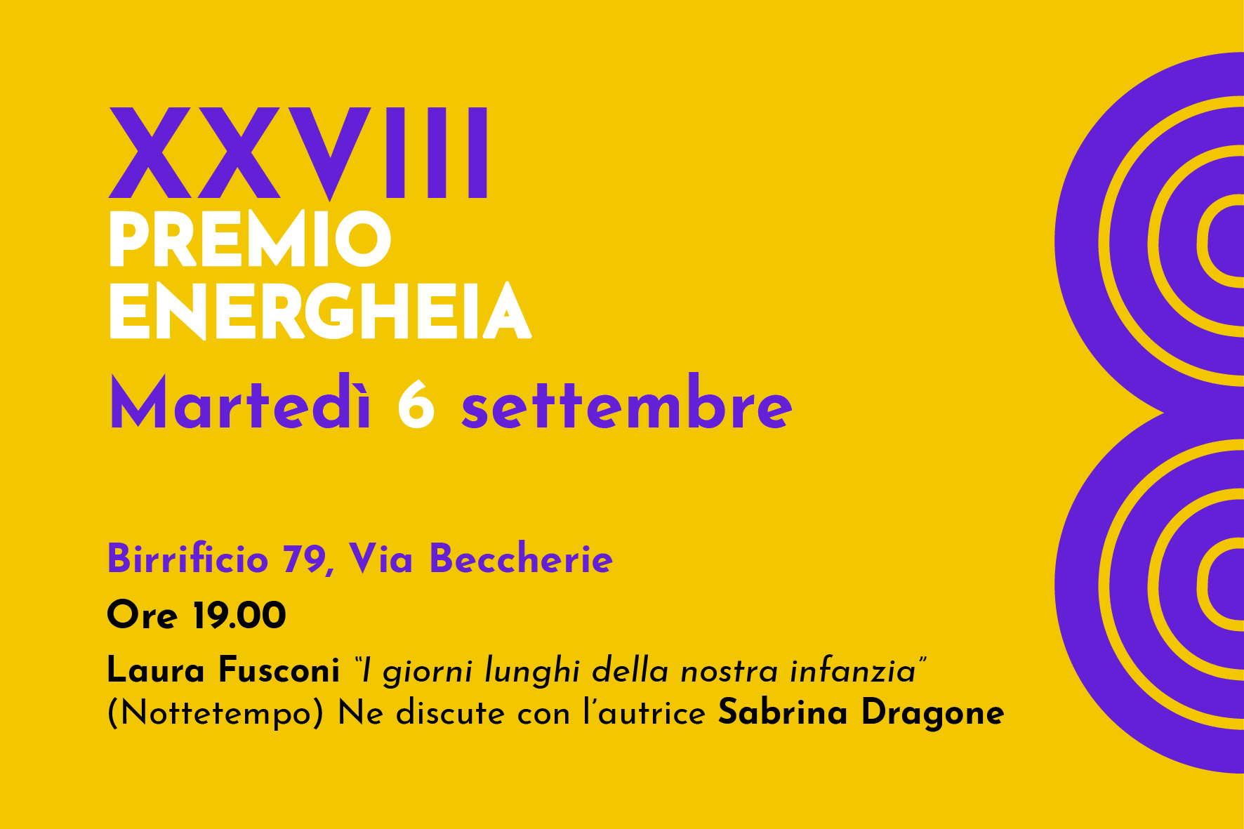 MARTEDÌ 6 Settembre. Terza giornata del Premio Energheia 2022 con la scrittrice Laura Fusconi autrice de: I giorni lunghissimi della nostra infanzia.