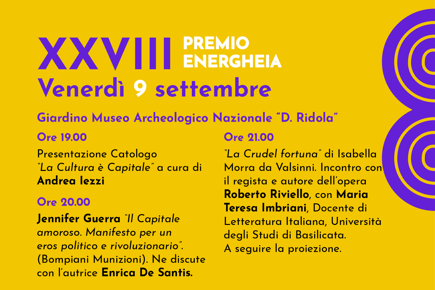 VENERDÌ 9 Settembre. Incontro con la scrittrice Jennifer Guerra e a seguire “La crudel fortuna” di Isabella Morra con il regista Roberto Riviello